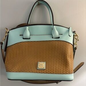 Dooney & Bourke Aqua and Tan Satchel